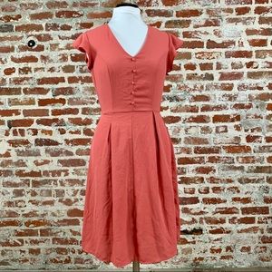 Monteau Vintage-Inspired Pleated Midi Dress